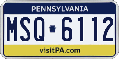 PA license plate MSQ6112