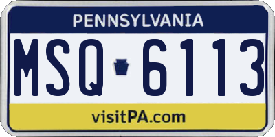 PA license plate MSQ6113