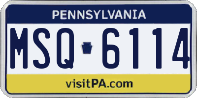 PA license plate MSQ6114