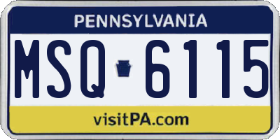 PA license plate MSQ6115