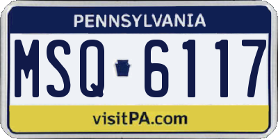 PA license plate MSQ6117