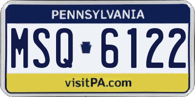 PA license plate MSQ6122