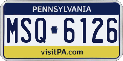 PA license plate MSQ6126