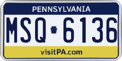PA license plate MSQ6136