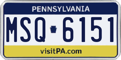 PA license plate MSQ6151