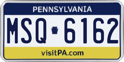 PA license plate MSQ6162