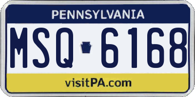 PA license plate MSQ6168
