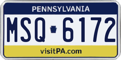 PA license plate MSQ6172