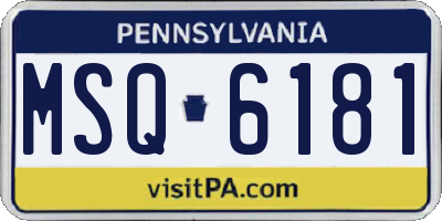 PA license plate MSQ6181