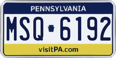 PA license plate MSQ6192