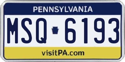 PA license plate MSQ6193