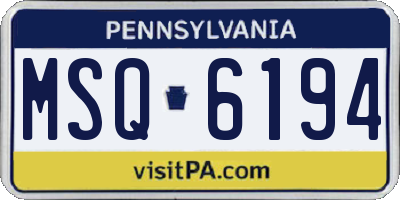 PA license plate MSQ6194