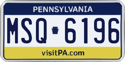 PA license plate MSQ6196