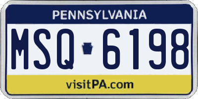 PA license plate MSQ6198