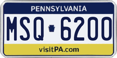 PA license plate MSQ6200