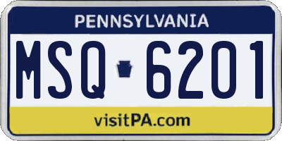 PA license plate MSQ6201