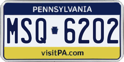 PA license plate MSQ6202