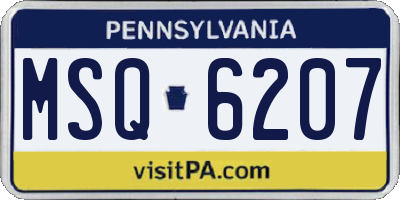 PA license plate MSQ6207