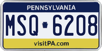 PA license plate MSQ6208