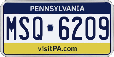 PA license plate MSQ6209