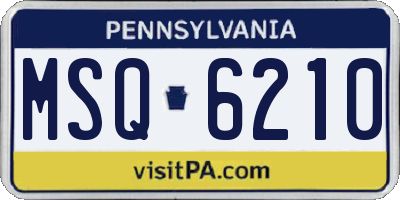 PA license plate MSQ6210