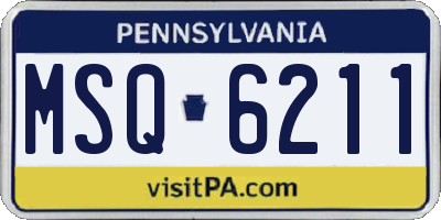 PA license plate MSQ6211