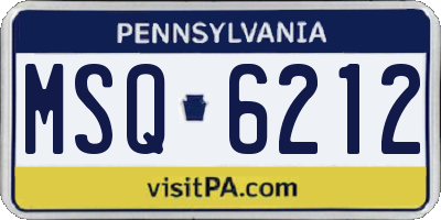 PA license plate MSQ6212