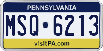 PA license plate MSQ6213