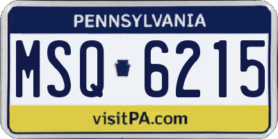 PA license plate MSQ6215