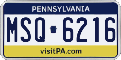PA license plate MSQ6216