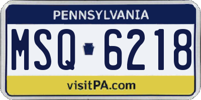 PA license plate MSQ6218