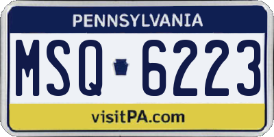 PA license plate MSQ6223