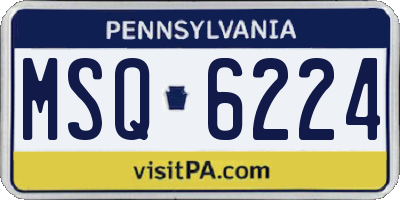 PA license plate MSQ6224