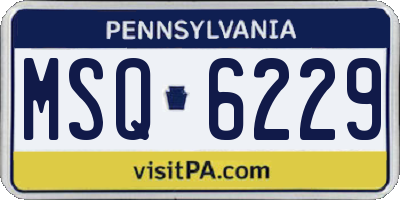 PA license plate MSQ6229