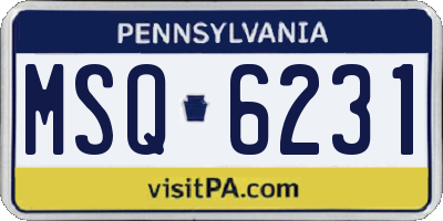 PA license plate MSQ6231