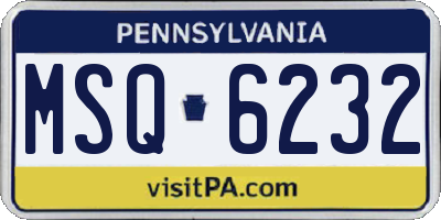 PA license plate MSQ6232