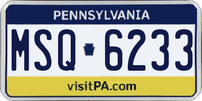 PA license plate MSQ6233