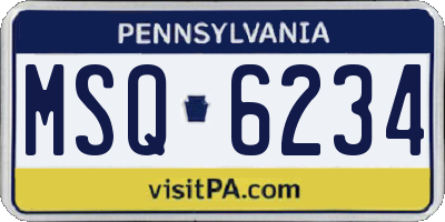 PA license plate MSQ6234