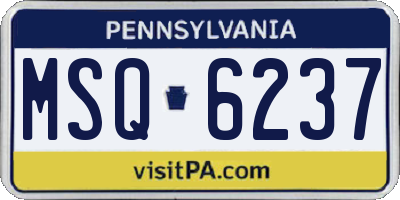 PA license plate MSQ6237