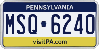 PA license plate MSQ6240