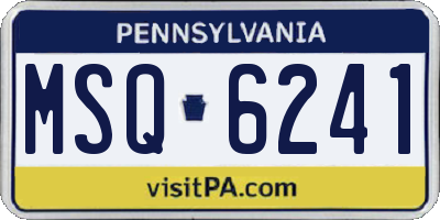 PA license plate MSQ6241