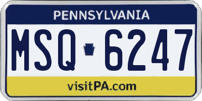 PA license plate MSQ6247