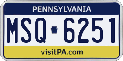 PA license plate MSQ6251