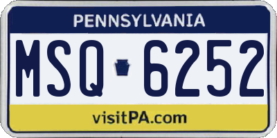 PA license plate MSQ6252