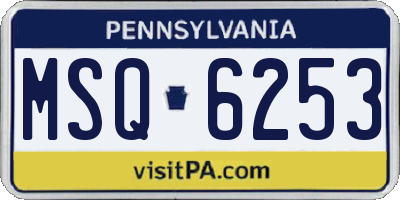 PA license plate MSQ6253