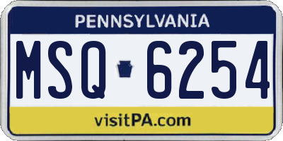 PA license plate MSQ6254