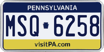 PA license plate MSQ6258