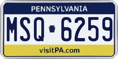 PA license plate MSQ6259
