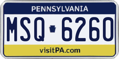 PA license plate MSQ6260