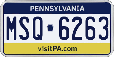 PA license plate MSQ6263